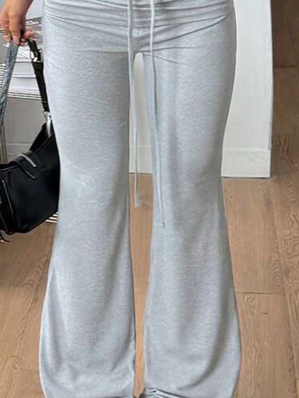SHEIN Light Gray Drawstring Wide Leg Pants